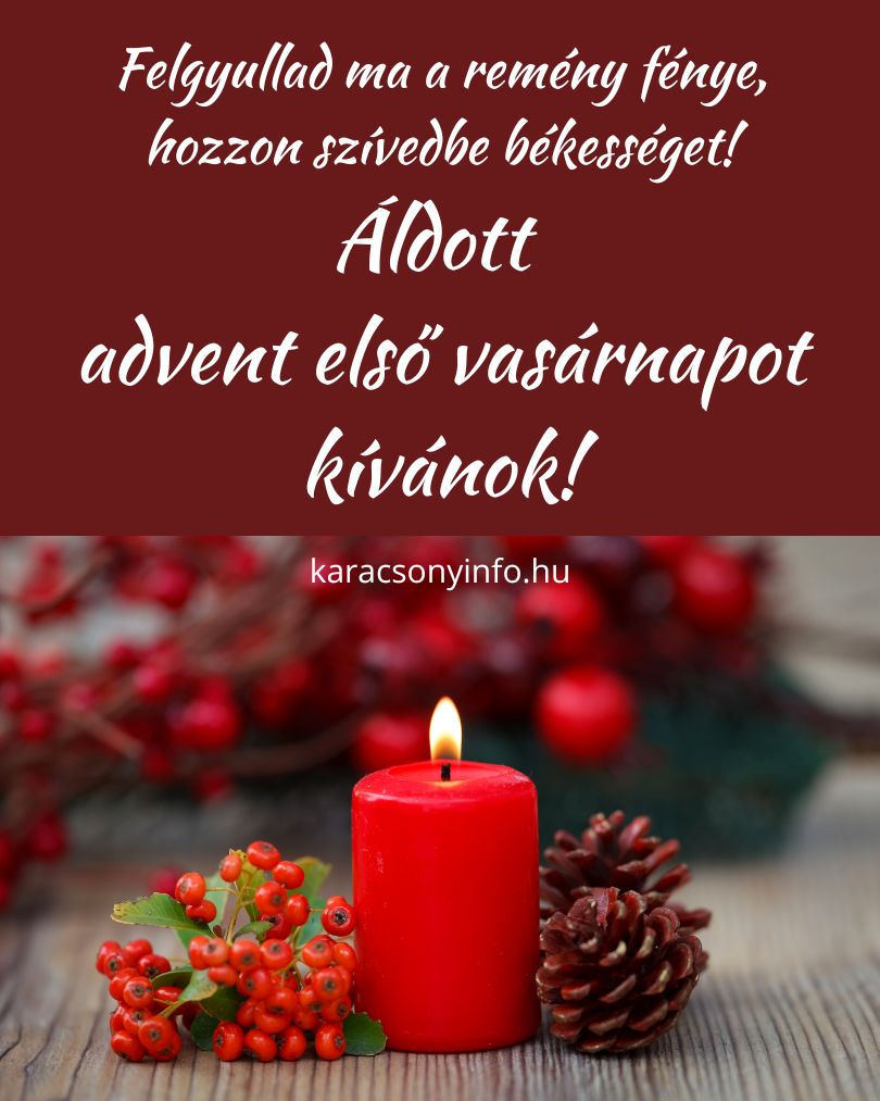 áldott advent első vasárnapot vers, gyertya, toboz