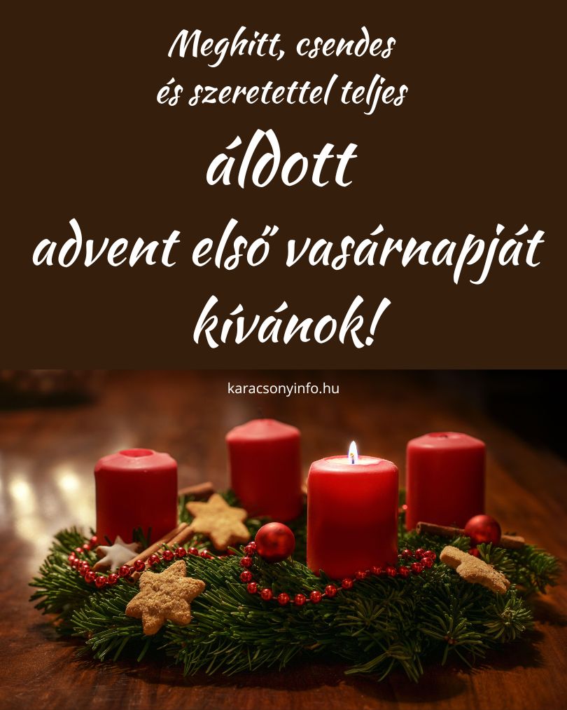 áldott advent első vasárnapját kívánok, adventi koszorú gyertyával